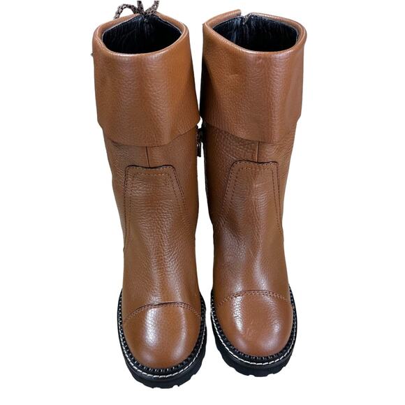 See By Chloe NWOB Lugg Sole Cognac Brown Leather Heeled Boots Size 37 (US 7) - Picture 5 of 10